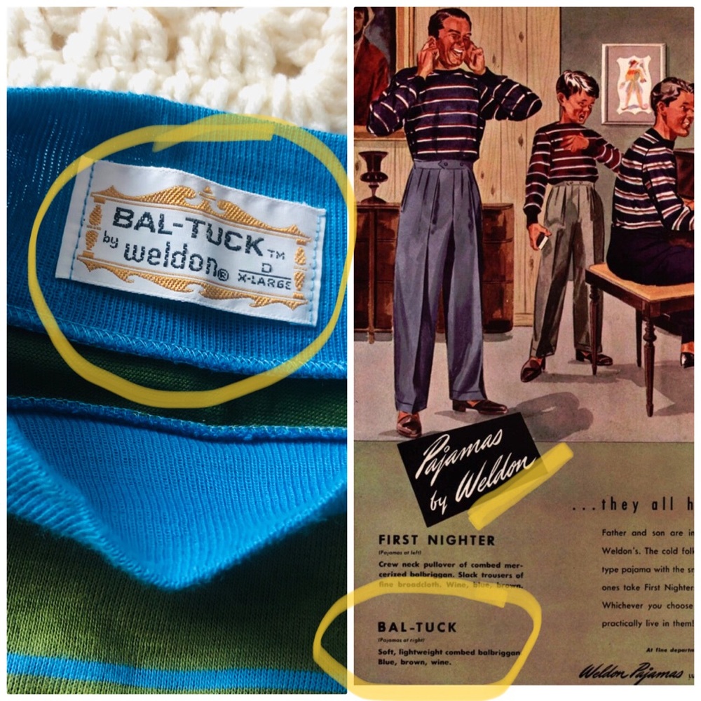 SOLD. Vintage 60s Bal-Tuk Pajama Set for Men by Weldon UNWORN Size Medium/Large - Picture 7 of 15